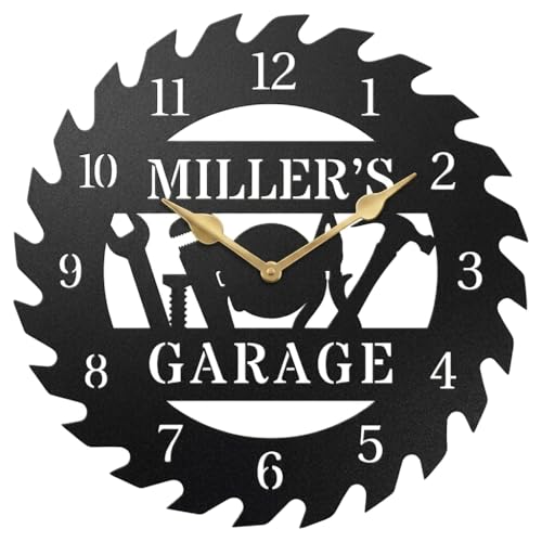 HZYCYYFC Personalized Metal Garage Clock Custom Metal Workshop Clock Custom Garage Wall Decor Gift for Fathers Day Husband