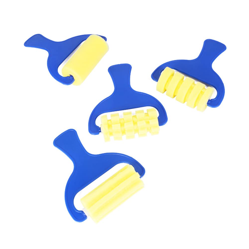 Painting Brushes Kits, Mini DIY Sponge Roller DIY Learning Drawing Tool, Art Supplies Set, Set of 4, Blue - Image 3