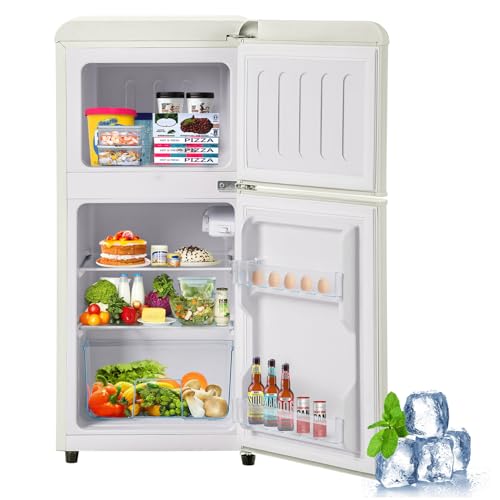 Frigorífico Con Congelador, Combinación Frigorífico-Congelador, De Dos Puertas 60L Congelador 22L, 39 Db LED, Estantes Vidrio, Cajón Para Verduras, 102Kwh/Año,White
