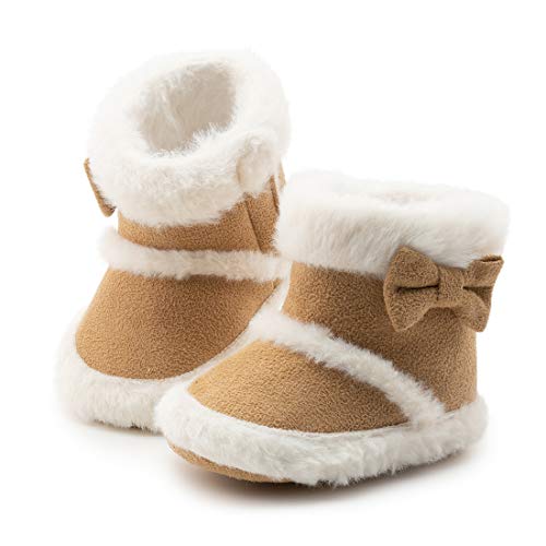 Infant Unisex Warm Fur Lining Soft Boots Baby Winter Ankle Non-Slip Rubber Texture Sole Toddler Winter Snow Crib Shoes
