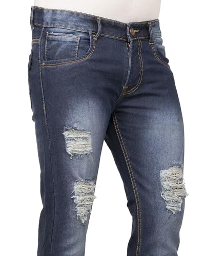 Image of Men's Slim-Fit Denim Jeans, Light Blue(TFD-95) (in, Numeric, Regular, Standard, DARKBLUE)