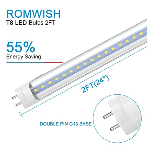 2FT LED Tube Light, T8 T10 Type B LED Light Bulb, 1120LM High Bright