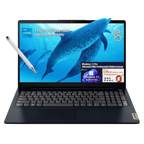 Image of Lenovo IdeaPad 1i Laptop, 15.6 inch FHD IPS 300nits Anti-Glare, Touch, Intel Core i5-1334U, (24GB RAM 2TB SSD), HDMI Webcam Wi-Fi6, Win11 Pro Office Lifetime License, Abyss Blue, w /Stylus Pen, W /GaLiMu
