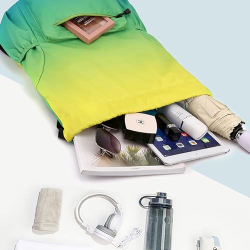 Drawstring Backpack, Unisex Waterproof Bag With Outside Zipper Pocket, Oxford Drawstring Bags for Sports, Work (Deep Purple, S)4