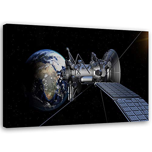 Tableau sur toile XXL univers Feeby, image déco Terre gris 100x70 cm