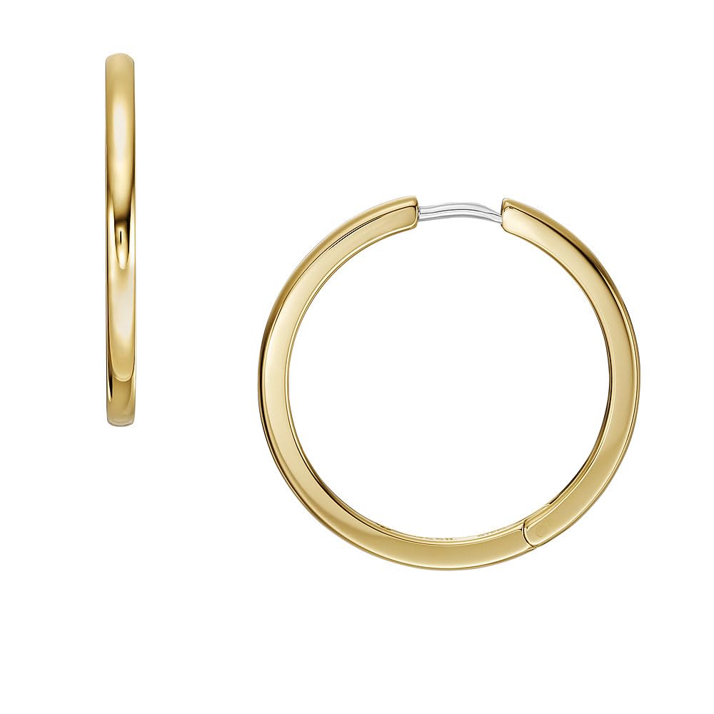 Fossil Women's Gold tone stainless Steel with hoop closure Earrings