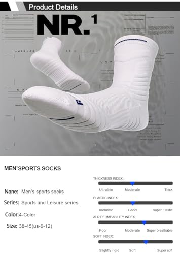 3 Pairs Athletic Socks Sweat-Absorbing Anti-Slip Crew Socks Sports Running Basketball Socks for Men Women Teens3