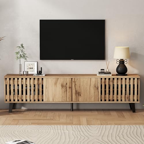 BTM 180x40x55cm Meuble TV, Lowboard en Couleur Bois Originale, 8 casiers de Rangement séparés, Centre de Divertissement TV, adapté à télévision 70 Pouces, pour Le...