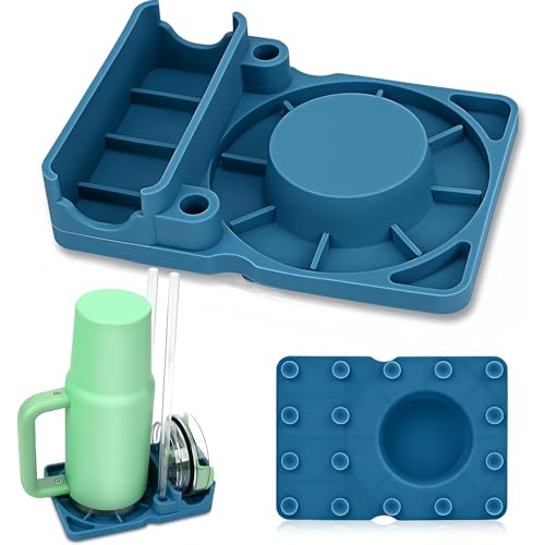 Stanley Cup Accessories Escurridor de Platos de Silicona Escurre Biberones Seca Biberones Independiente Soporte Universal para Platos Se Adapta a Mayoría de los Tipos Botellas de Agua(Azul)