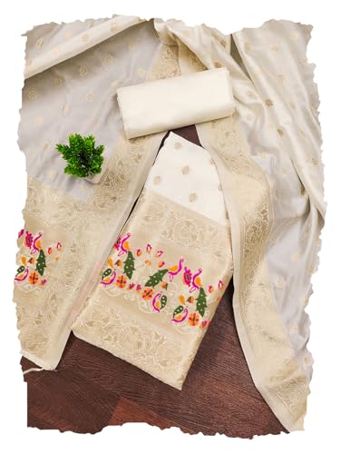 Image of DEVANGI Women's Pathni Banarasi Silk Unstitched Salwar Suit Dress Material With Dupatta