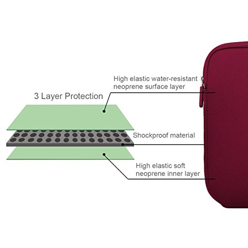 Image of Arvok 11 11.6 12 Inch Laptop Sleeve Case for MacBook Air 12, Water-Resistant Neoprene Notebook Computer Tablet Sleeve, Carrying Bag Cover for Chromebook /HP /Dell /Lenovo /Asus /Acer, Wine Red