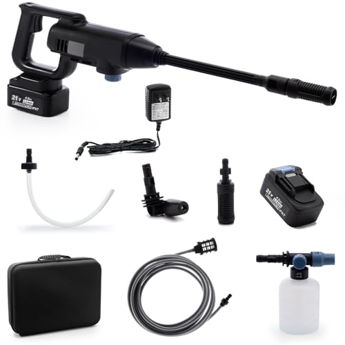 Gtremulent Akku Hochdruckreiniger Kabellos 950PSI: Mobiler Druckreiniger mit 3 Modi & Schaumpistole - Tragbare Hochdruckpistole 21V 4.0Ah Lithium-Akku - 5m Schlauch für Terrasse/Fahrrad-Upgrade