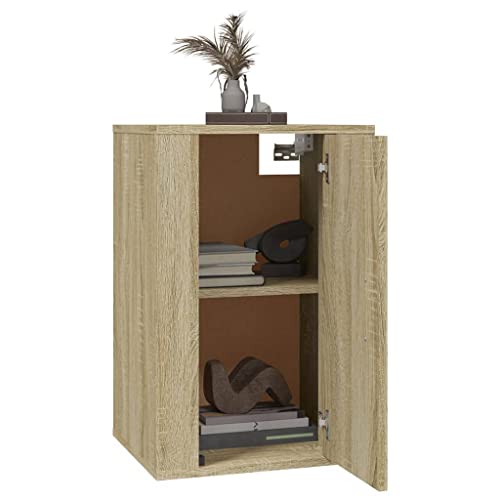 Vorpalize Juego de 2 armarios de pared para TV, roble Sonoma, 40 x 34,5 x 60 cm, mueble bajo flotante para salón, armario estable con mucho espacio de almacenamiento