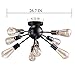 Elibbren Vintage Semi Flush Mount Ceiling Light with 8 UL Sockets, E26 Base Modern Antique Black Sputnik Industrial Ceiling Lamp Fixture for Kitchen Dining Room Bedroom Study Living Room