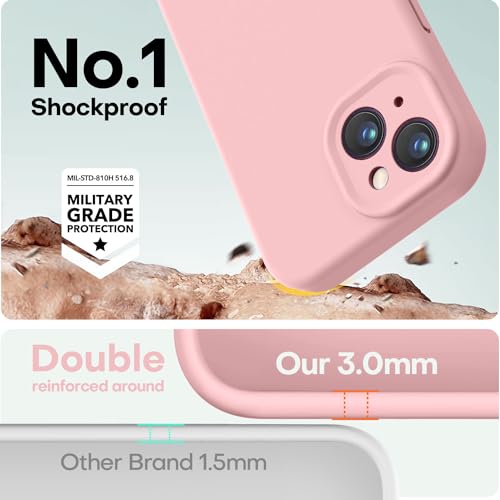 Image of LOVE 3000 Designed for iPhone 14 Case, Premium Silicone with [Soft Anti-Scratch Microfiber Lining] Shockproof Protective Phone Case for Men Women Girls 6.1 inch, Pink Sand
