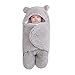 Amuse-MIUMIU Winter Wickeldecke mit Kapuze,Baby-Wickeltuch Plüsch Wickeldecke, Baby Decke Neugeborene warme Schlafsack Schlafsack Unisex Kinderwagen Wrap für 0-6 Monate (Grau, Alter: 3-6 Monate)