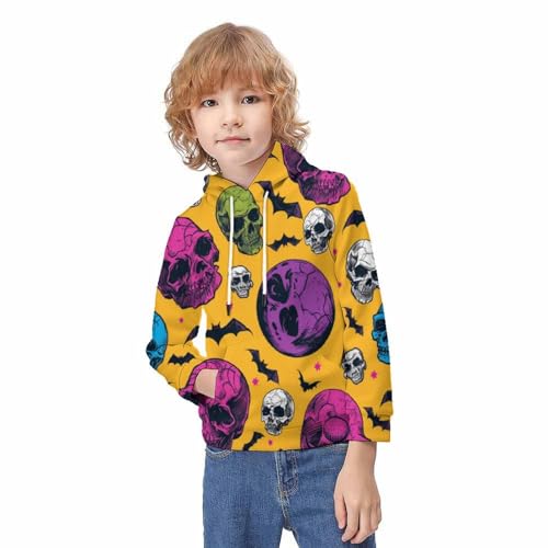 Sweat garçon imprimé 3D résistant aux lavages pull capuche crânes 8-10 ans - 3