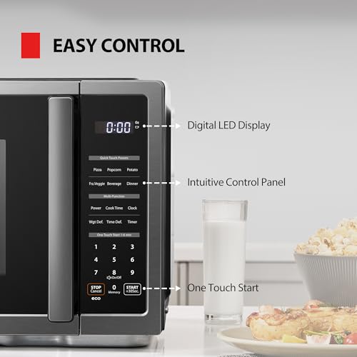 TOSHIBA ML4-EM09PA(BS) Small Countertop Microwave Oven with 6 Auto Menus, Mute Function, Child Lock, Kitchen Essentials for Dorm, 0.9 Cu Ft, 10.6 Inch Removable Turntable, 900W, Black Stainless Steel - Image 6