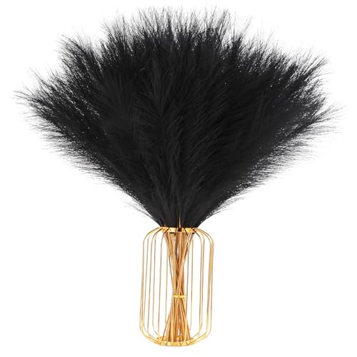Black Faux Pampas Grass Extra Full, 24'' Tall 30 Stems with 90 Branches Artificial Pampas Grass Boho Decor, Artificial Flower Arrangements for Wedding Centerpieces, Vase Filler