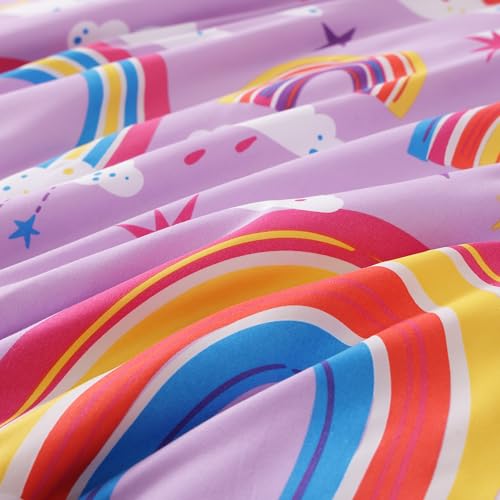 Full Size Comforter Set for Boys-7 Pieces Purple Rainbow Glow in The Dark Full Bedding Sets for Kids, Ultra Soft Bed in A Bag with Sheets