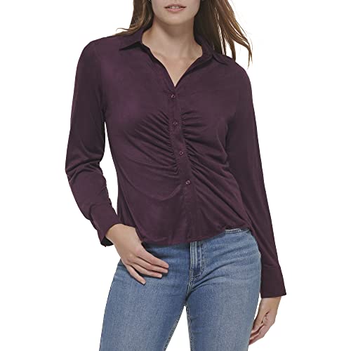 Image of Calvin Klein Women's Collar Soft Sinched Micro Suede