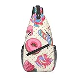 QAZWZML Colorida bolsa cruzada para exteriores, con diseño de dona, con diseño de piruletas dulces, adecuada para fitness, ciclismo y viajes diarios