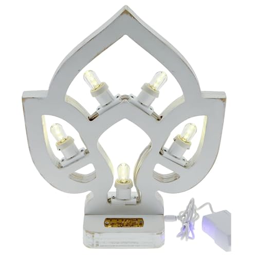 FESTA WOW Luminarie Pugliesi Salentine Lampada Decorativa in Legno a Led da Scrivania,Tavolo,Decorazione Ideale per Esterno Giardino o Interno Lampadine Incluse Idea Regalo (Pumo)