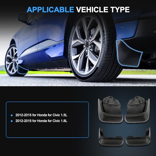 Image of ECCPP Front Rear Mud Flaps Splash Guards Fit for Honda Civic Sedan 2012 2013 2014 2015 Mud Guards