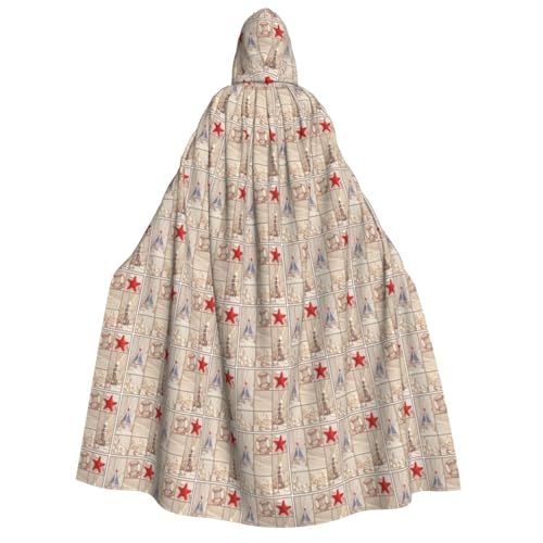 Cape à capuche motif océan 190 cm pour carnaval et bal masqué