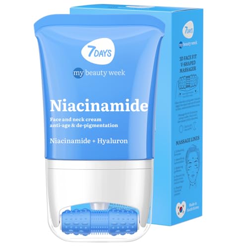 Crema Facial Hidratante con Niacinamida - Korean Skincare - Crema Reafirmante para Rostro y Cuello - Crema Antiedad y Antipigmentación para Rostro, Cuello y Escote con Masajeador 3D, 80ml