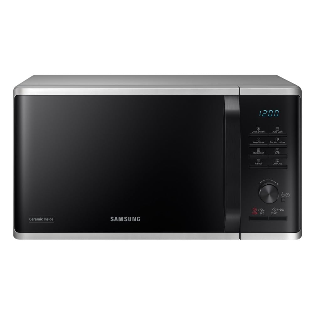 Samsung Forno a Microonde Grill Cottura Croccante MG23K3515CSE1 con Piatto Doratore incluso, Programmi Automatici, Quick Defrost, Capacità: 23L, Colore: Silver, LxAxP: 48,​9 x 27,​5 x 39,​2 cm