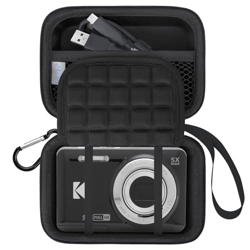 Lacdo Custodia per il trasporto della fotocamera per KODAK PIXPRO FZ55 / FZ45 / FZ53 / FZ43 16MP Digital Camera, Video Vlogging Borsa per travestimento a rete per batterie, Nero+Nero