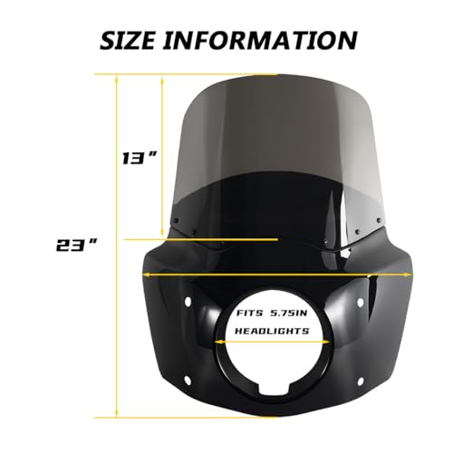Image of Motorcycle Fairing 5.75 inch Headlight Fairing with 13 inch Motorcycle Windshield 49mm Mounting Hardware for Harley Dyna FXD FXDC Street Bob FXDB Low Rider FXDL FXDLS Super Glide FXDI35(Smoke)