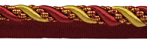 DÃ‰COPRO Large 7/16 inch Burgundy Red Gold, Noblesse Collection Lip Cord Style# 0716H Color: Carmine Gold - 1253 (Sold by The Yard)