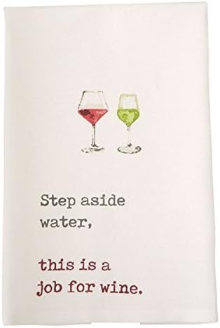 Mud Pie Wine Hand Dish Towel, White 10 inches