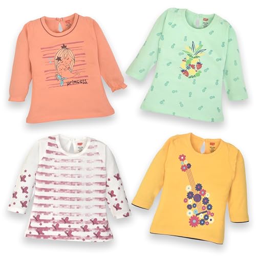 Image of LuvLap Baby Girls 100% Cotton Full Sleeve Girls Top, Pack of 4