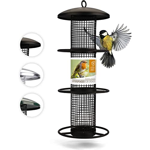 wildtier Herz I Comedero para Pájaros de Metal I Altura 25cm I para Cacahuetes - Columna de Alimentación, Silo, Comedero para Pájaros Aves en Jardin y Balcon (Negro) Cover