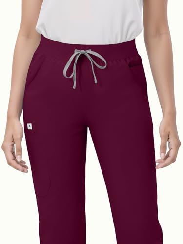 Image of Scrub Pants for Women - Straight Leg Medical Scrub Pants 6 Pockets | Side Hem Slits, Adjustable Drawstring, Soft Stretch， For Nurses, Clinics, Long Shifts, Daily Medical Work Pants