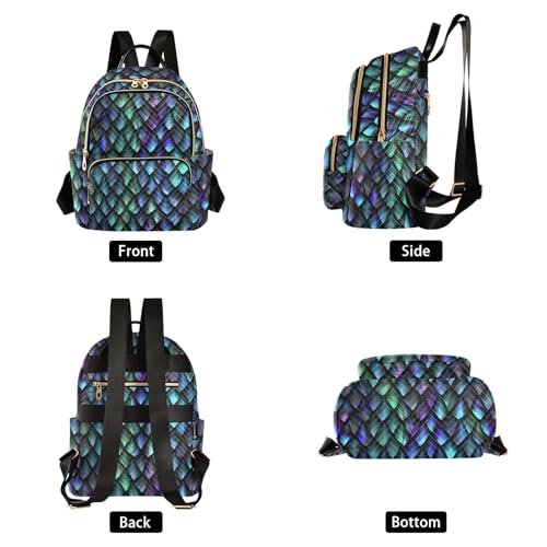 Image of Dragon Scale Mini Backpack Fashion Backpack Purse for Women,Handbag Shoulder Bag Casual Daypack, Ladies Gift for College Work (M)