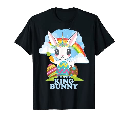 Soy el rey conejito divertido familiar a juego de Pascua Unibunny Camiseta