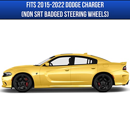 Compatible With 2015-2022 Dodge Charger Steering Wheel Cover Trim Kit 3D Domed Badge Overlay Emblem Decal Sticker Set Charger Interior Accessories (Red) #TOP4