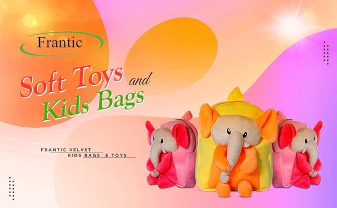 Image of Frantic Soft Cartoon Design Animal Velvet Plush School Backpack Bag For 2 To 5 Years Boys Girls Nursery Preschool Picnic Carry Travelling Bags (2-5 Years)