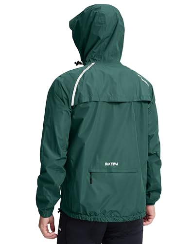 Image of Bikewa Men's Cycling Rain Jackets Waterproof Running Bike Windbreaker Lightweight Packable Hooded Jacket