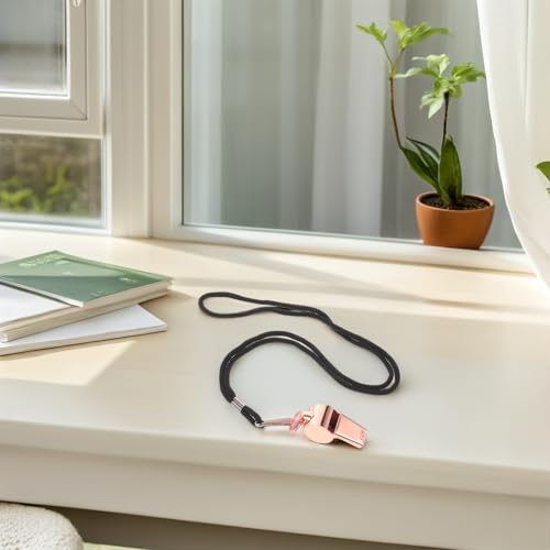 6 silbatos deportivos de acero inoxidable Rose Gold con cordón miniatura 5