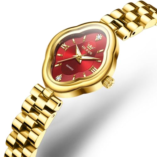 Image of OLEVS Watch Gold Ladies Luxury Easy to Read Small Wrist Watches for Women | Original Import Dress Gift,Diamond,Easy to Read Chronograph women's Watch