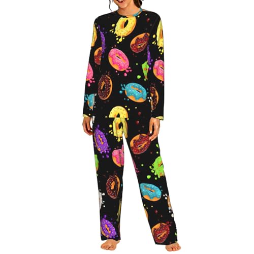 Pyjama long femme motif donut : l'ensemble parfait pour cocooner