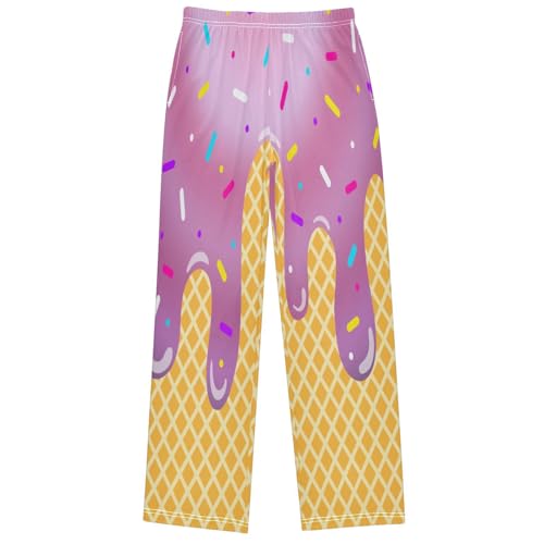 Boy's Pants Pink White Ice Cream Jogger Pants Elastic Waist Long Bottoms Trousers with Pockets 6-14 Years
