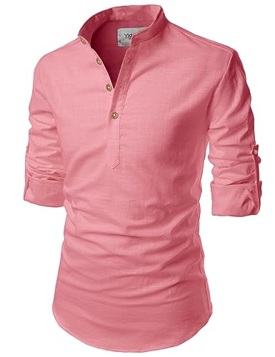 Image of Vida Loca Full Sleeve Mandarin Collor Cotton Casual Slim Fit Shirt for Men's