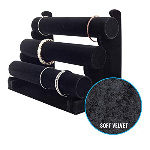 Image of Plixio Velvet Bracelet Holder with Three Tier Rack- Bracelet Stand for Jewelry Organization and Display (Pack of 2)