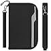 ZOPPEN Passport Holder Family Women/Men, Travel Wallet RFID Passport Wallet Travel Essentials Documents Organizer Zipper Case with Removable Wristlet Strap, Black